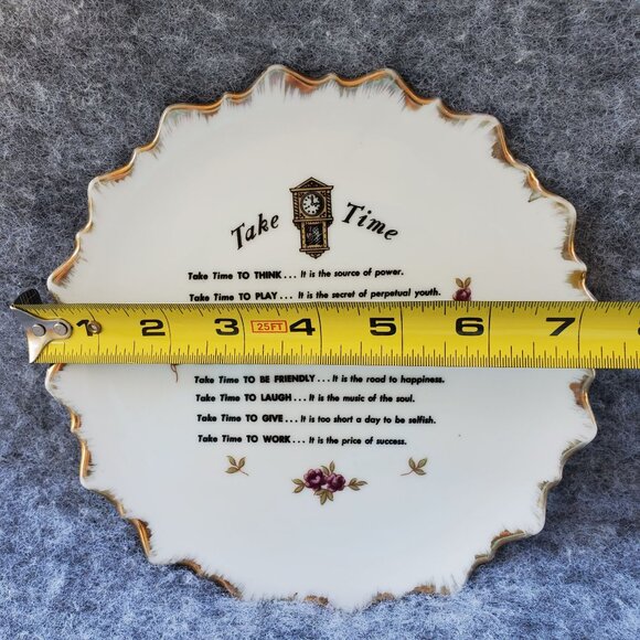 Vintage Ceramic "Take Time" Message Decorative Plate With Gold Trim MCM - Picture 4 of 4